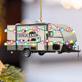 Personalized Travel Trailer Camping Backpacked Ornament Shaped Print Flat Two Sided Mica Plastic Family Custom Name Christmas Tree Hanging Pine Decorations for Couple Friends (1, CP12)